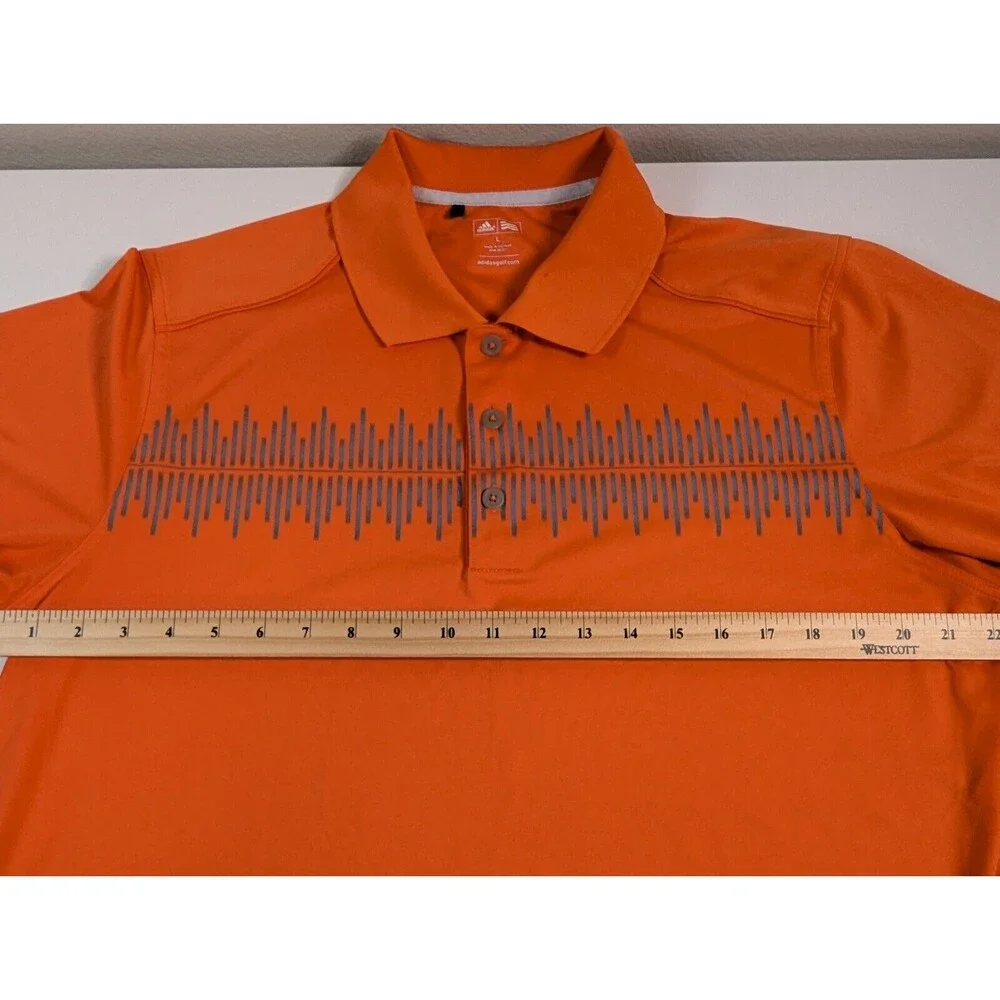Adidas Golf Polo Shirt Mens L Large Orange Graph Equalizer Climalite Athletic